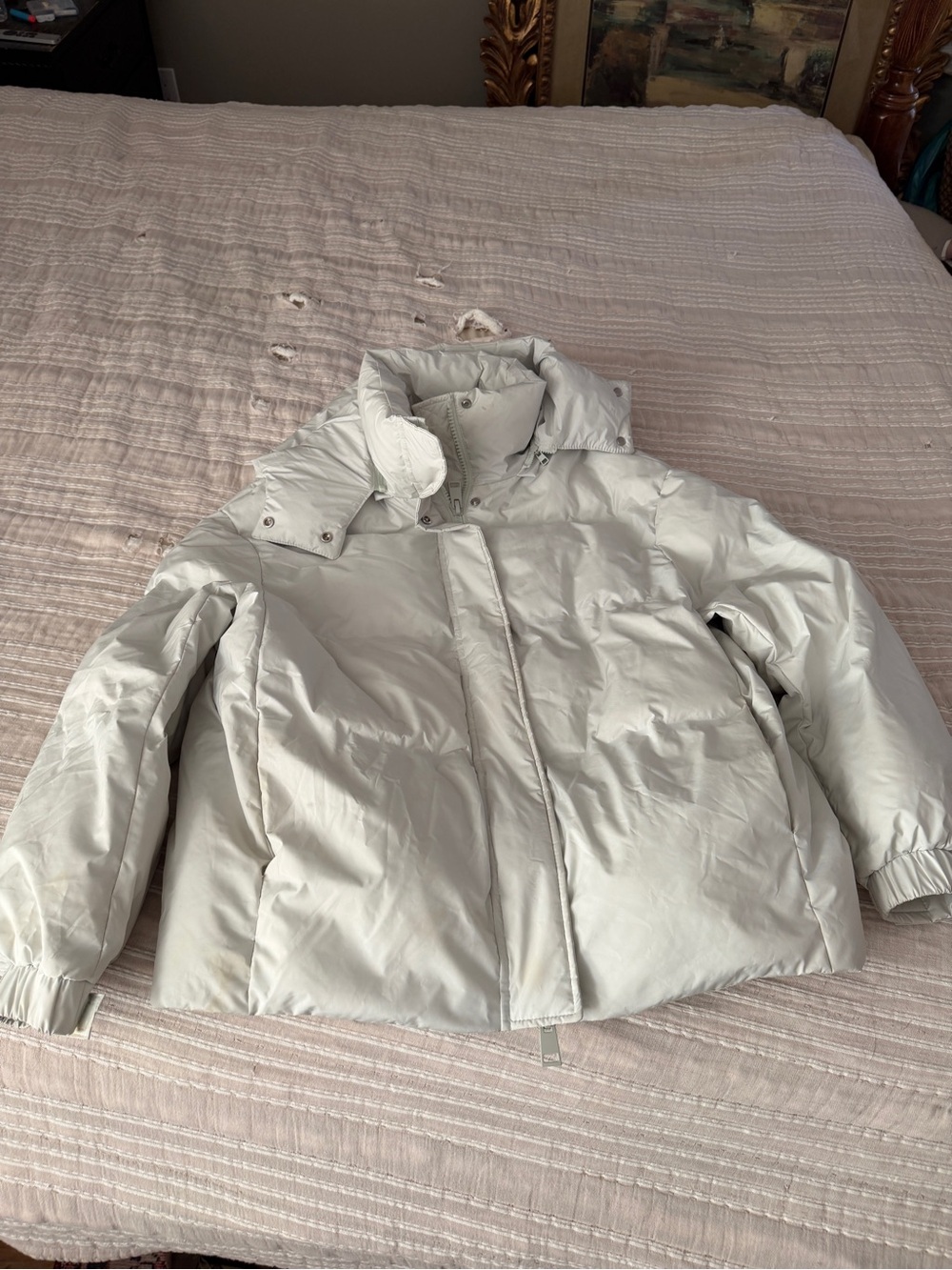 Women’s Zara Cream Puffer Coat - Casual Winter Jacket